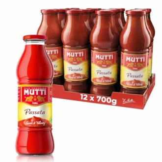 Mutti passata tomatensaus flessen en verpakking