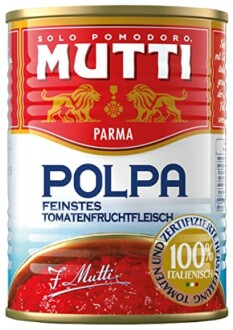 Blik Mutti tomatenpolpa uit Parma